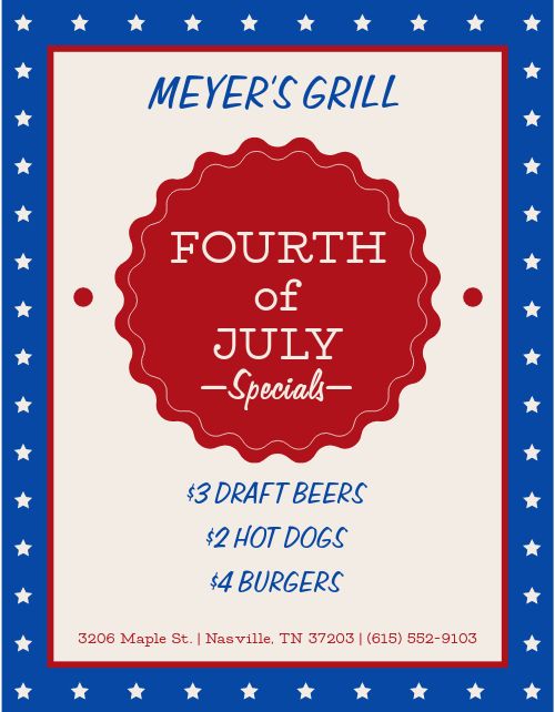 July Fourth Specials Flyer