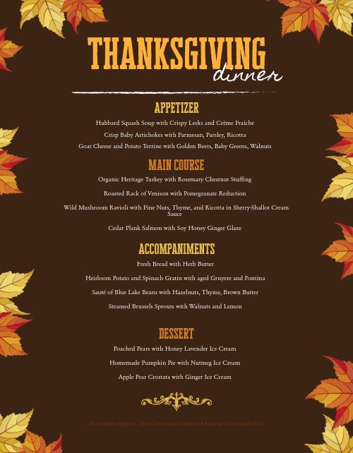 Thanksgiving Leaves Menu Design Template by MustHaveMenus