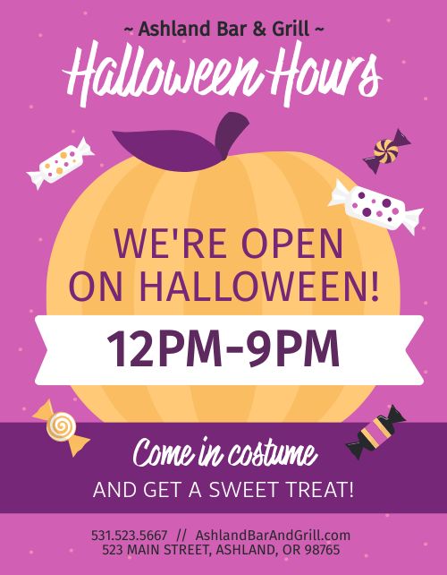 Halloween Hours Announcement Template by MustHaveMenus