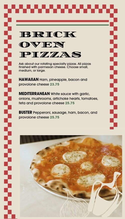 Italian Toppings Pizza Video Menu Screen