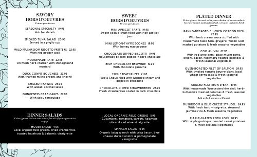 Blue Flowers Catering Takeout  Menu