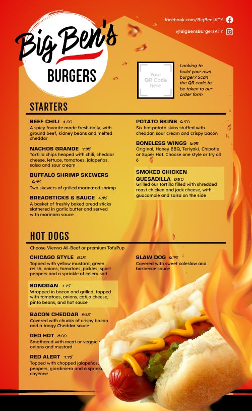 Flaming Hot Burger Menu page 1 preview
